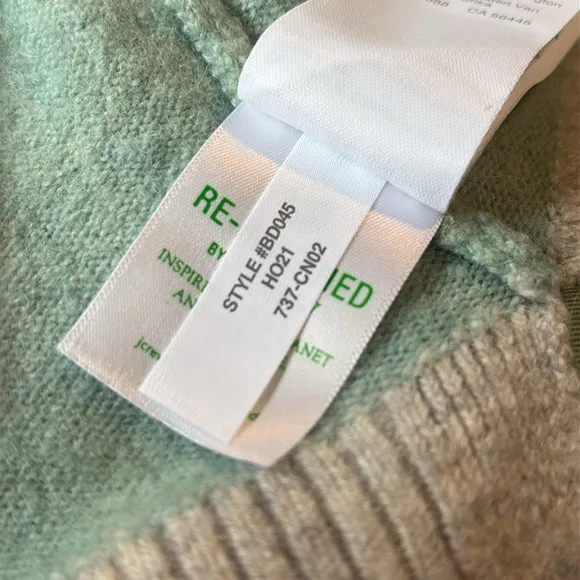 J. Crew Striped Turtleneck Sweater Supersoft Wool Yarn Women’s Small Silver Mint