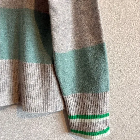J. Crew Striped Turtleneck Sweater Supersoft Wool Yarn Women’s Small Silver Mint