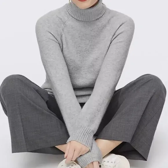 J. Crew Swingy Alpaca-Blend Ribbed Turtleneck Sweater Heather Gray - Sx XS - NWT