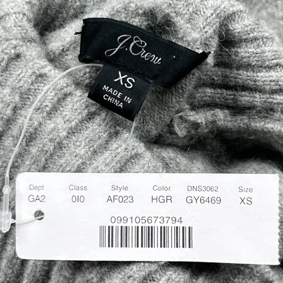 J. Crew Swingy Alpaca-Blend Ribbed Turtleneck Sweater Heather Gray - Sx XS - NWT