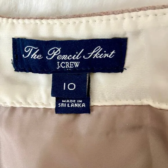 J. Crew Tan Wool Pencil Skirt Size 10