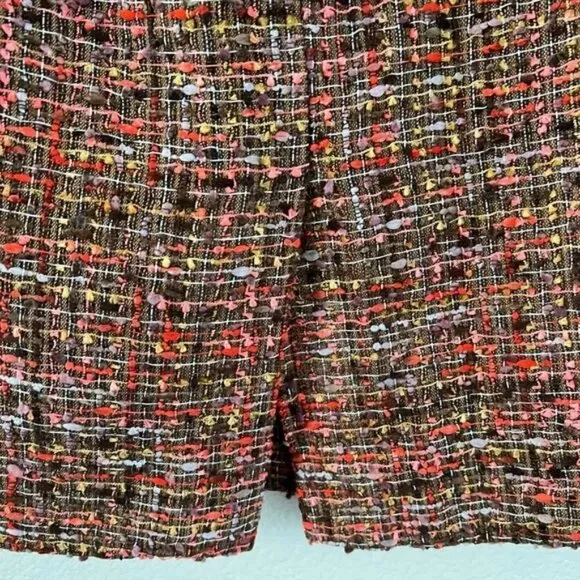 J Crew Taupe Khaki Green Coral Pink Chunky Boucle Pencil Twill Tweed Skirt XS 2