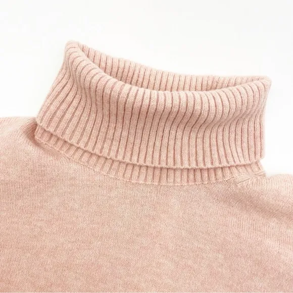 J. Crew Turtleneck Sweater In Supersoft Yarn Ribbed Merino Wool Alpaca Pink Plus