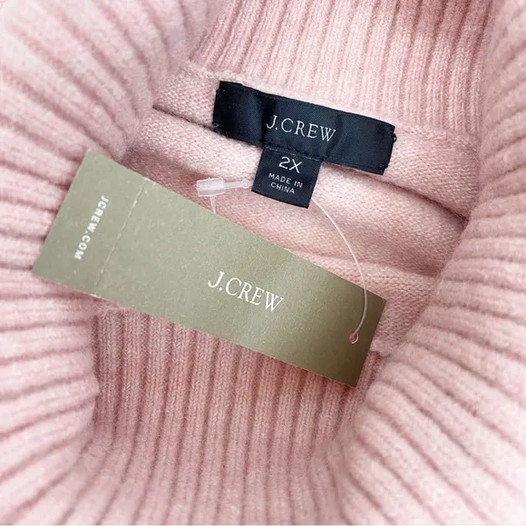 J. Crew Turtleneck Sweater In Supersoft Yarn Ribbed Merino Wool Alpaca Pink Plus