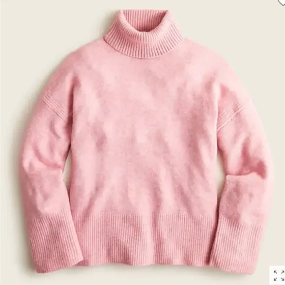 J. Crew Turtleneck Sweater In Supersoft Yarn Ribbed Merino Wool Alpaca Pink Plus