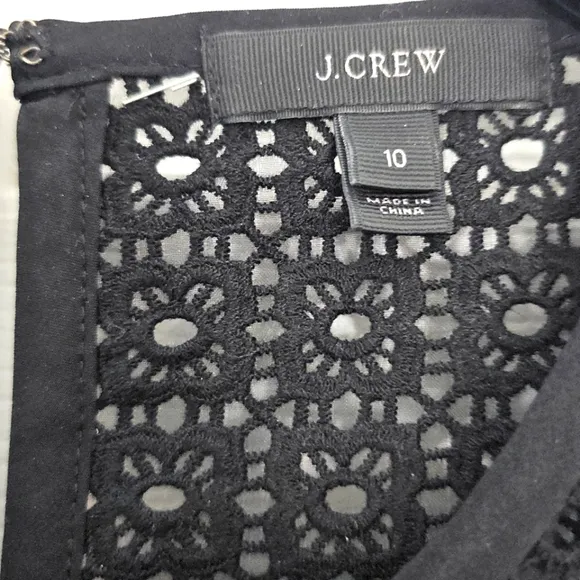 J. Crew Womens Eyelet Fit and Flare Dress 10 Black Party Cocktail Office Preppy