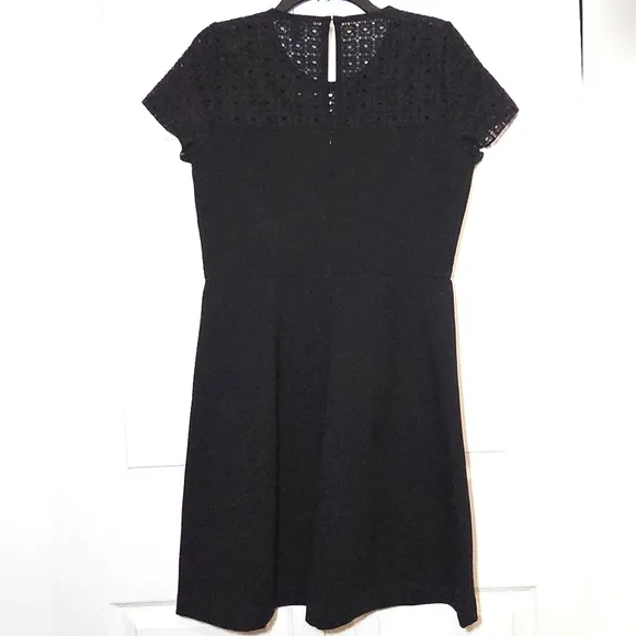 J. Crew Womens Eyelet Fit and Flare Dress 10 Black Party Cocktail Office Preppy