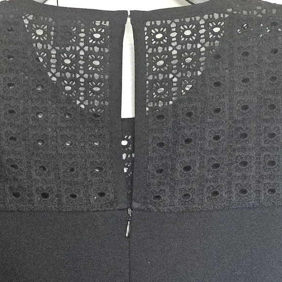 J. Crew Womens Eyelet Fit and Flare Dress 10 Black Party Cocktail Office Preppy