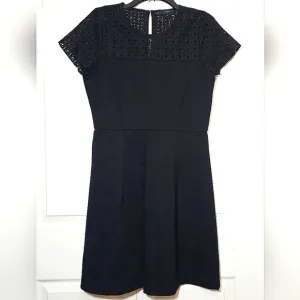 J. Crew Womens Eyelet Fit and Flare Dress 10 Black Party Cocktail Office Preppy