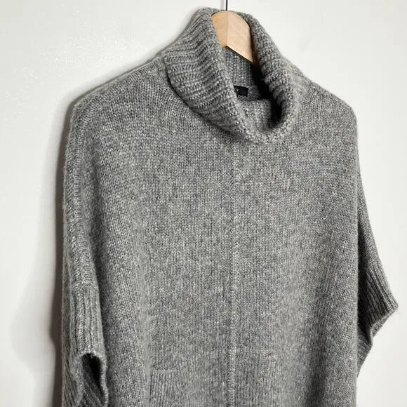 J. Crew Womens Relaxed Turtleneck Poncho Sweater XS/S Gray Wool Alpaca Blend