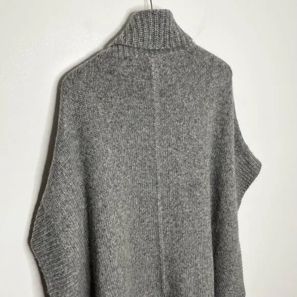 J. Crew Womens Relaxed Turtleneck Poncho Sweater XS/S Gray Wool Alpaca Blend
