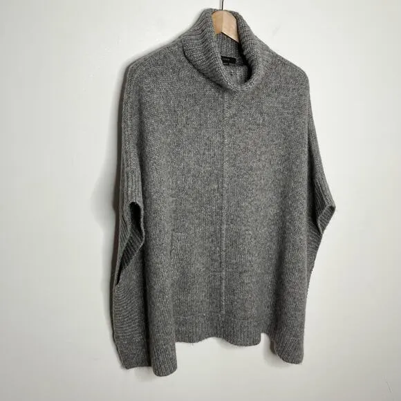J. Crew Womens Relaxed Turtleneck Poncho Sweater XS/S Gray Wool Alpaca Blend