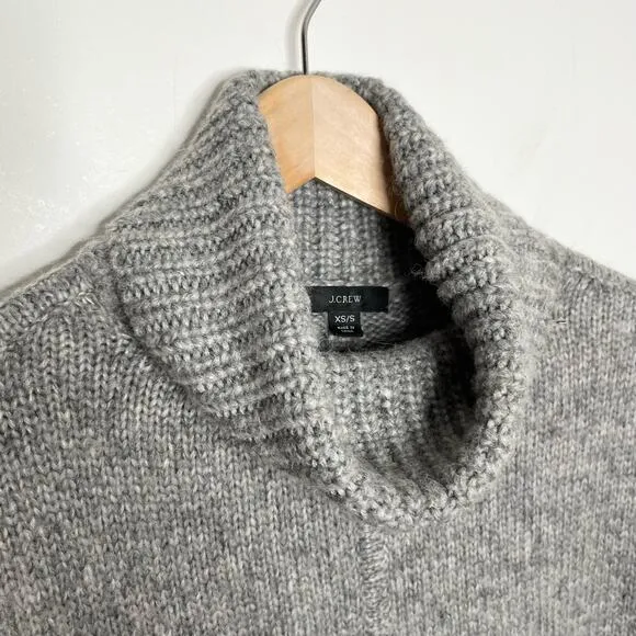 J. Crew Womens Relaxed Turtleneck Poncho Sweater XS/S Gray Wool Alpaca Blend