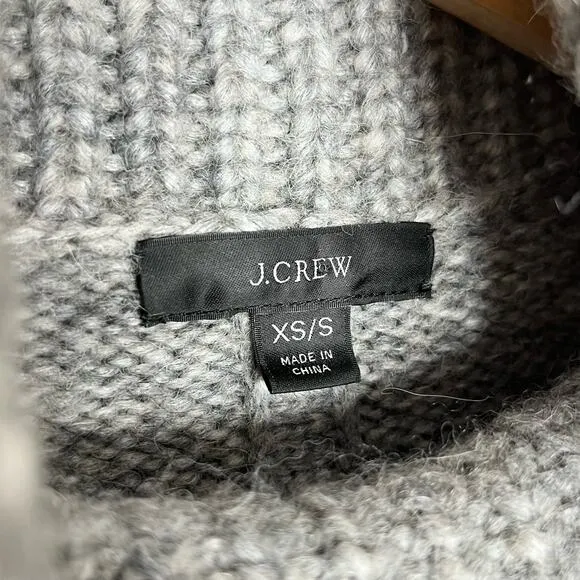 J. Crew Womens Relaxed Turtleneck Poncho Sweater XS/S Gray Wool Alpaca Blend