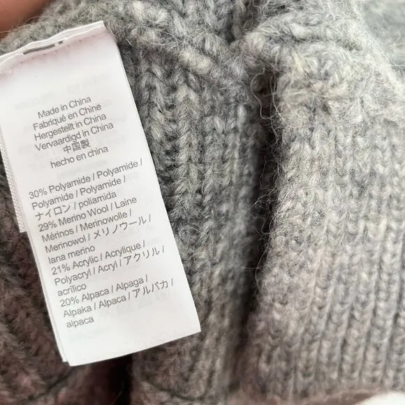 J. Crew Womens Relaxed Turtleneck Poncho Sweater XS/S Gray Wool Alpaca Blend
