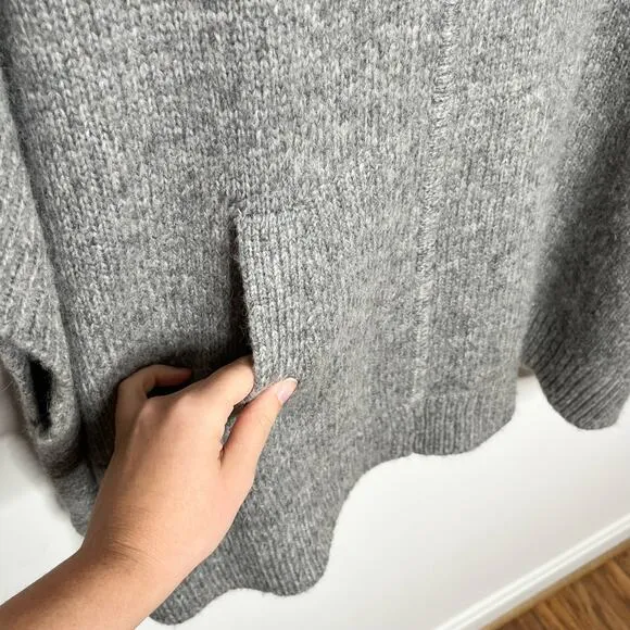 J. Crew Womens Relaxed Turtleneck Poncho Sweater XS/S Gray Wool Alpaca Blend