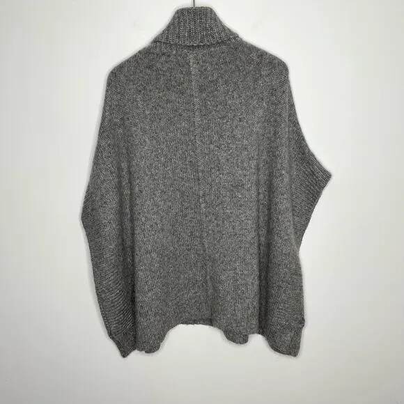 J. Crew Womens Relaxed Turtleneck Poncho Sweater XS/S Gray Wool Alpaca Blend