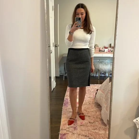 J. Crew Wool Contrast Houndstooth Pencil Skirt