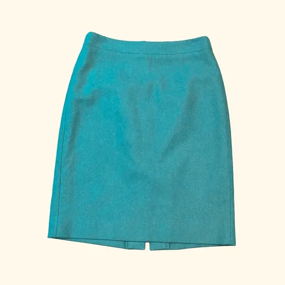 J Crew Wool The Pencil Skirt Jade Green