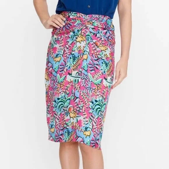 J. McLaughlin Blakely Floral Pencil Skirt in Rose Freshfield, Size 8