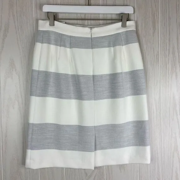 J. McLaughlin Pencil Skirt Women's Off White &amp; Gray Macy Striped Size 8 NWT