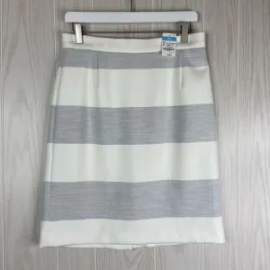 J. McLaughlin Pencil Skirt Women's Off White &amp; Gray Macy Striped Size 8 NWT