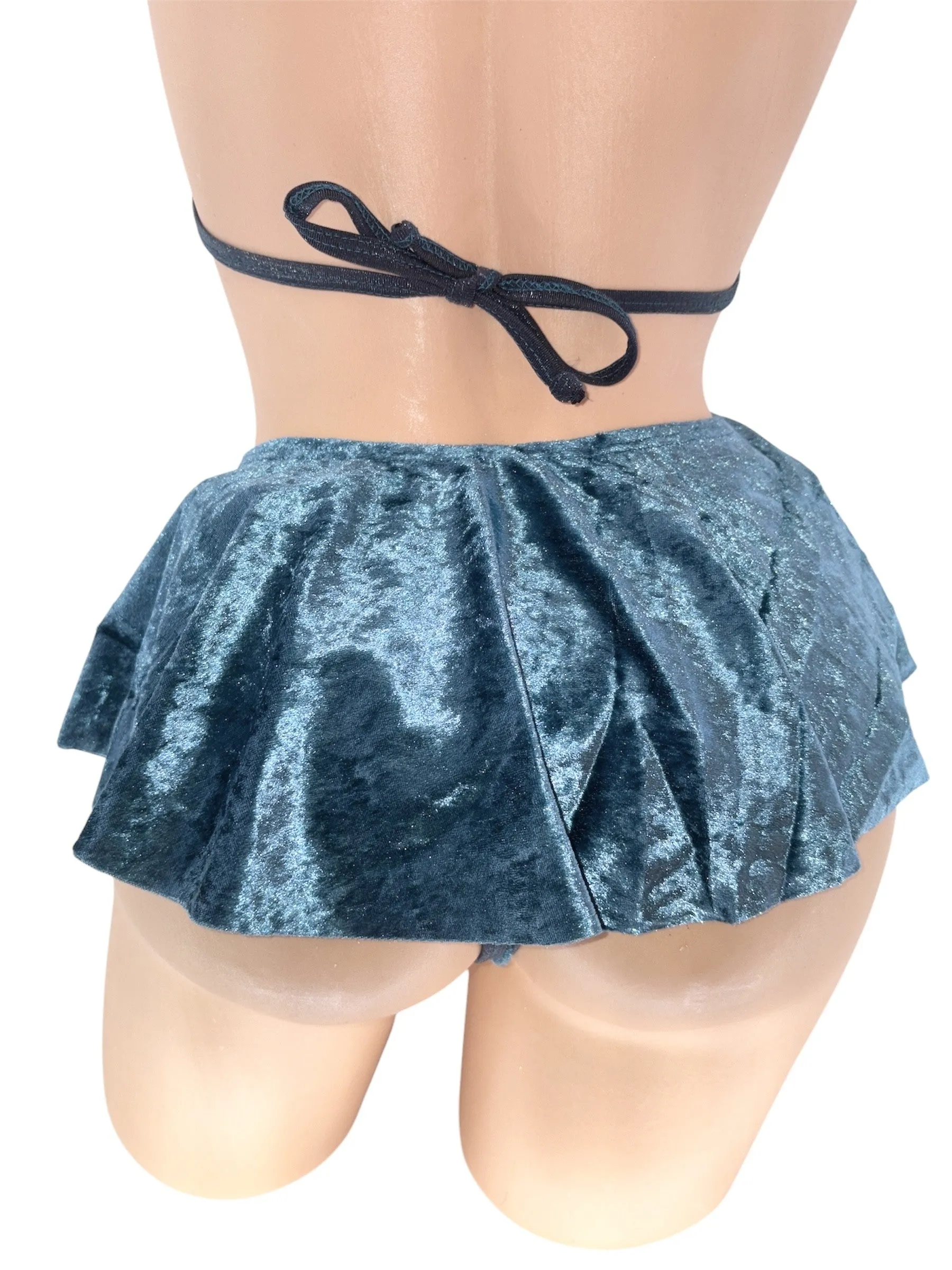 JADE CRUSHED VELVET HI-LOW SKIRT