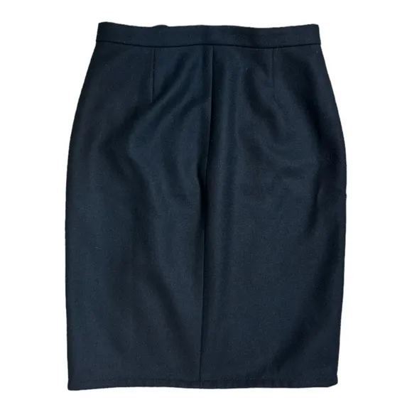 J.CREW  ZIPPER FRONT BLACK WOOL PENCIL MIDI SKIRT 6P **NWT**