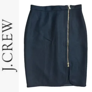 J.CREW  ZIPPER FRONT BLACK WOOL PENCIL MIDI SKIRT 6P **NWT**