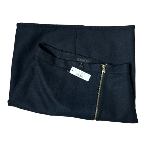 J.CREW  ZIPPER FRONT BLACK WOOL PENCIL MIDI SKIRT 6P **NWT**