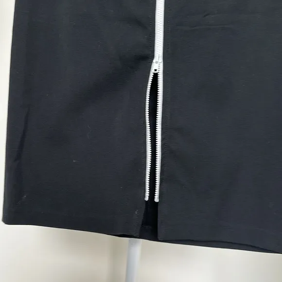 J’ENVIE NEW YORK. Black Pencil Skirt with white 18”zipper down front size 4