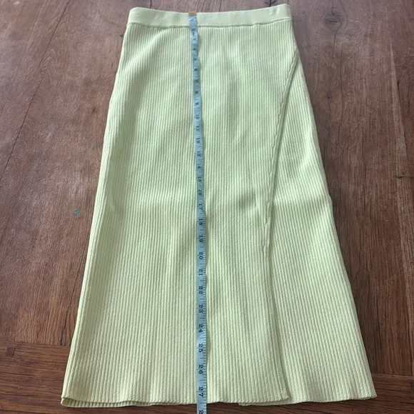 Jonathan Simkhai Jolene Skirt XS Pear Green Faux Wrap Ribbed Knit Slit Pencil