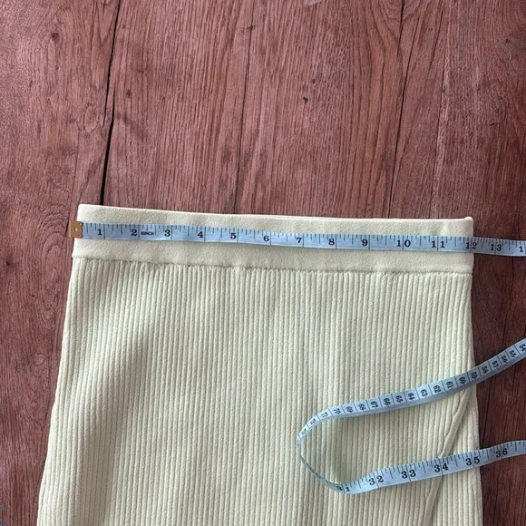 Jonathan Simkhai Jolene Skirt XS Pear Green Faux Wrap Ribbed Knit Slit Pencil