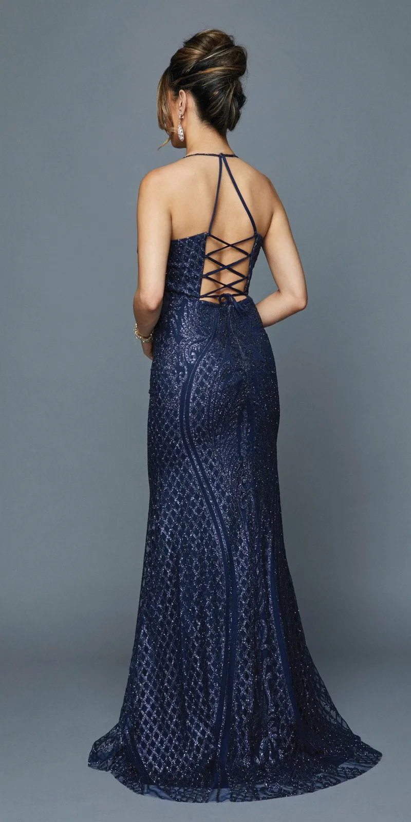 Juliet 681 Long Sequin Prom Dress with Strappy Back