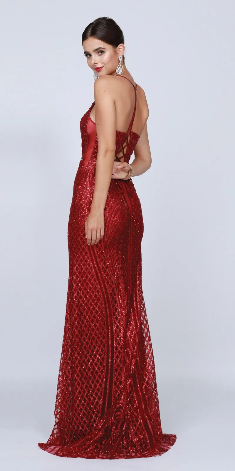 Juliet 681 Long Sequin Prom Dress with Strappy Back