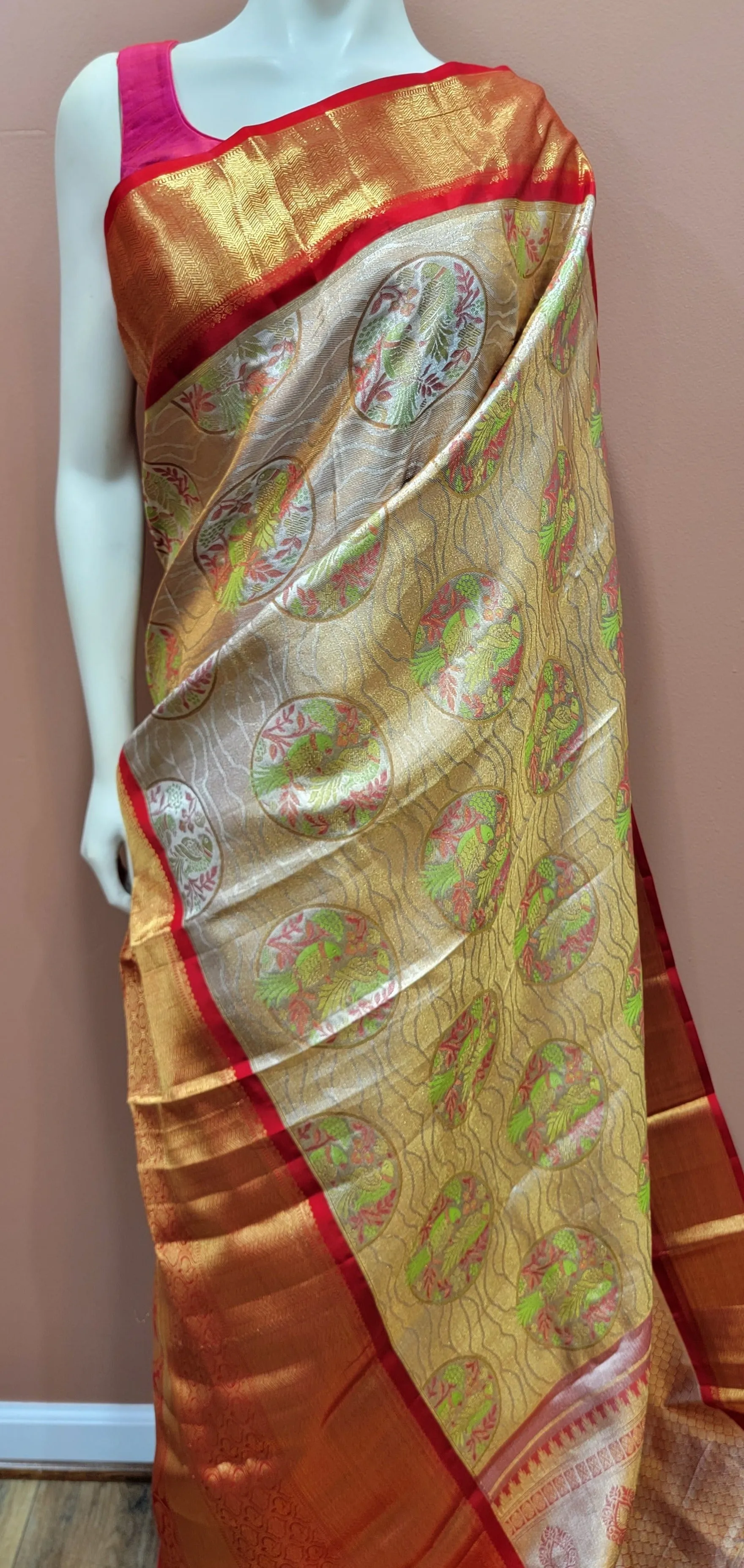 Kanchi Pattu Saree w/ 3 Gram Gold Zari