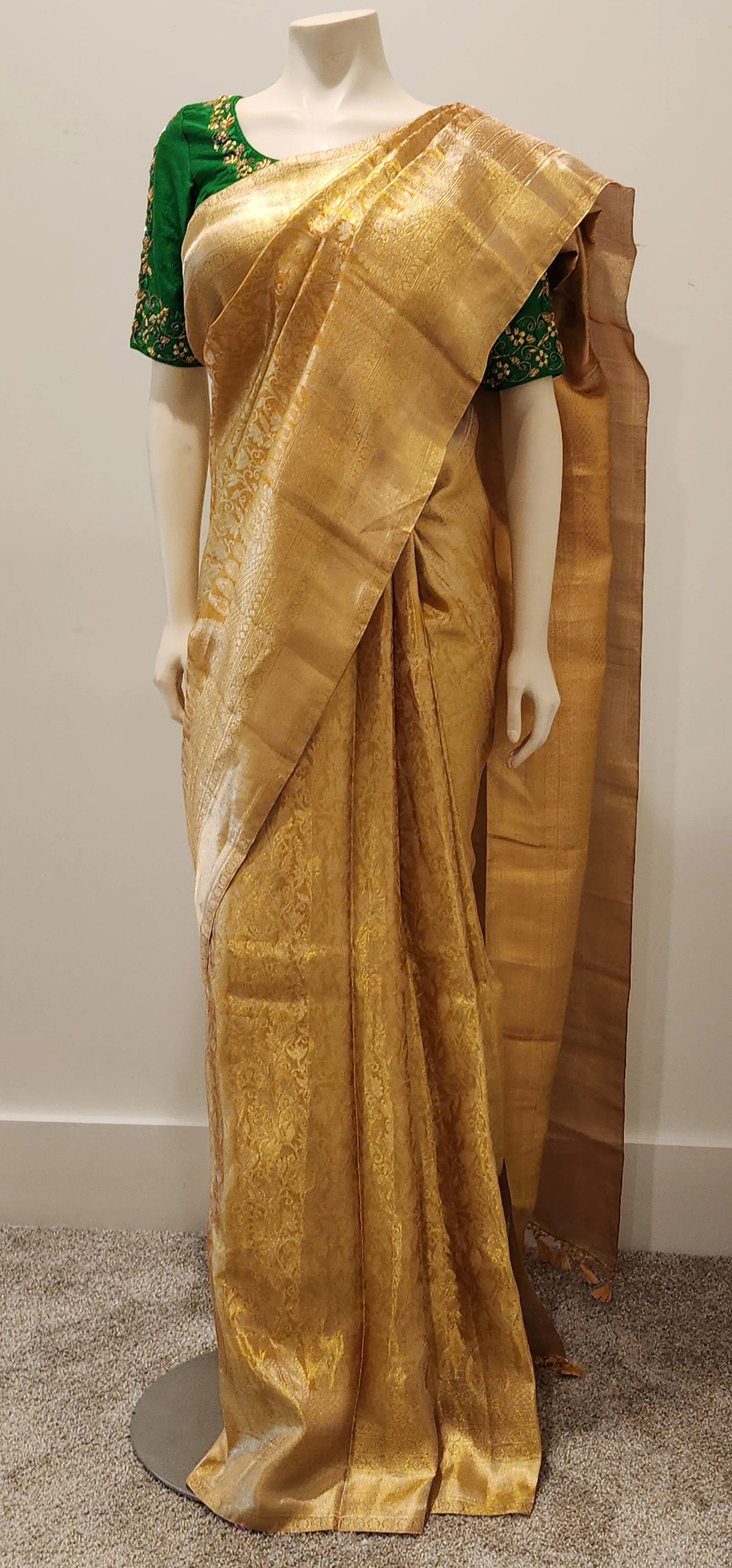 Kanchi Silk in Gold W/ Custom Blouse
