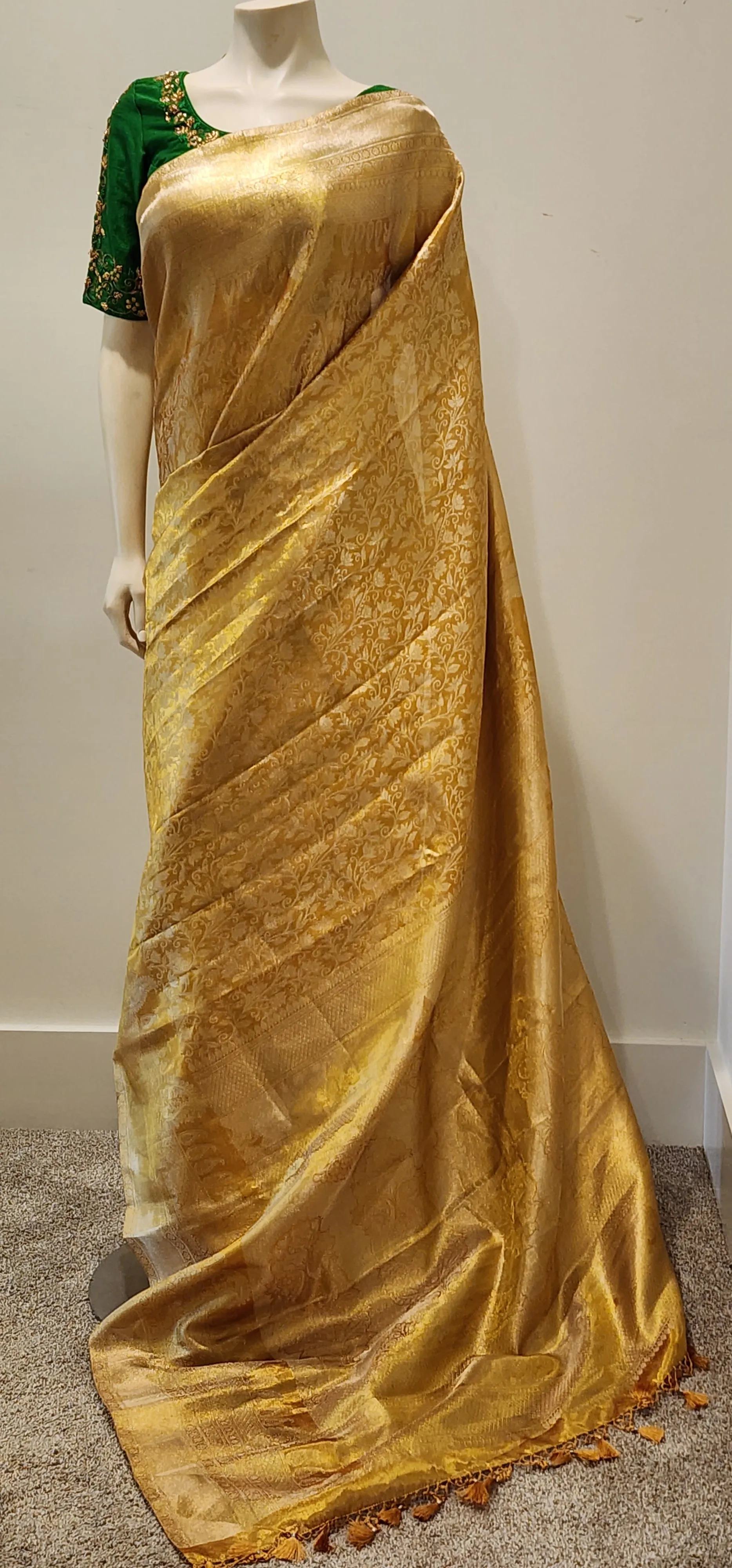 Kanchi Silk in Gold W/ Custom Blouse