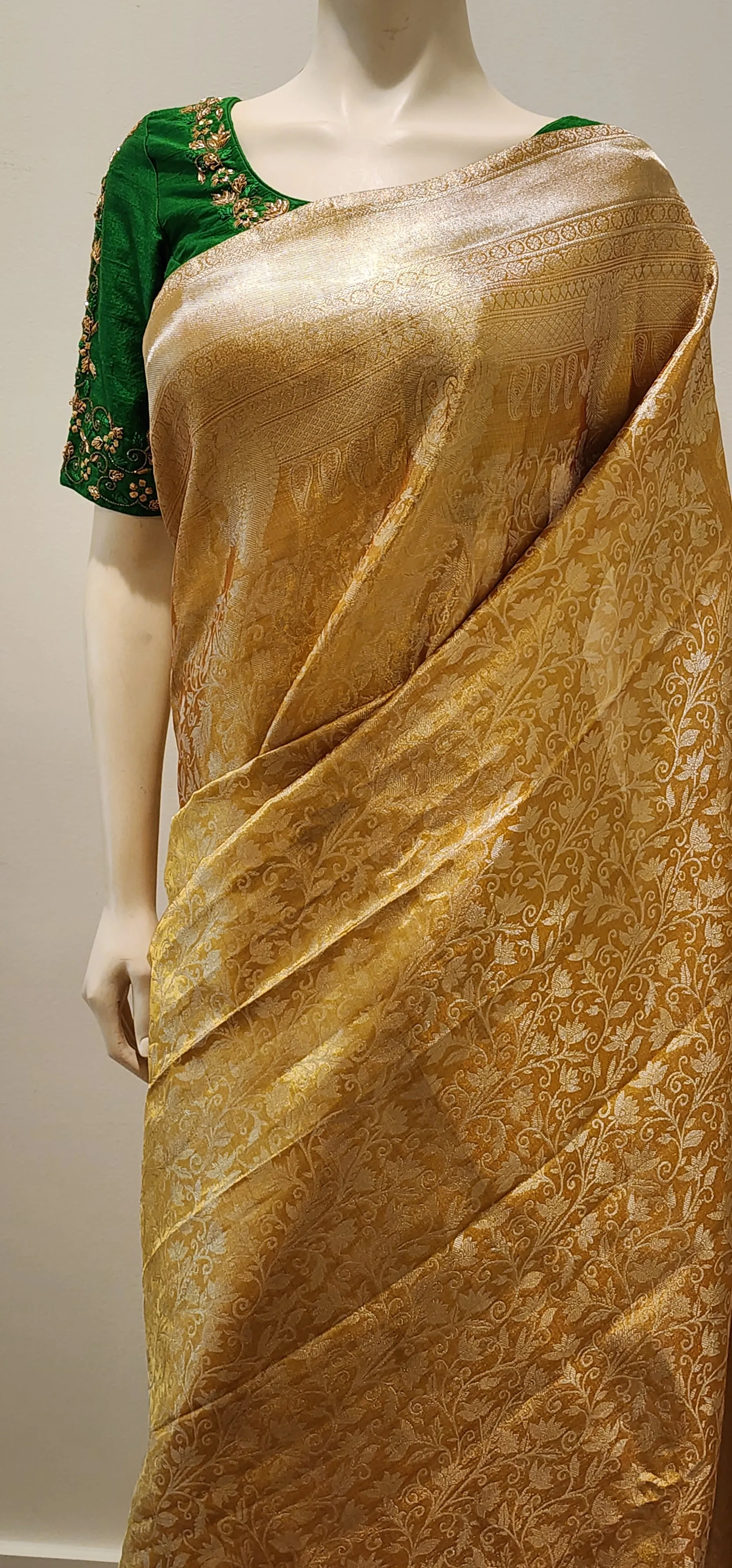 Kanchi Silk in Gold W/ Custom Blouse