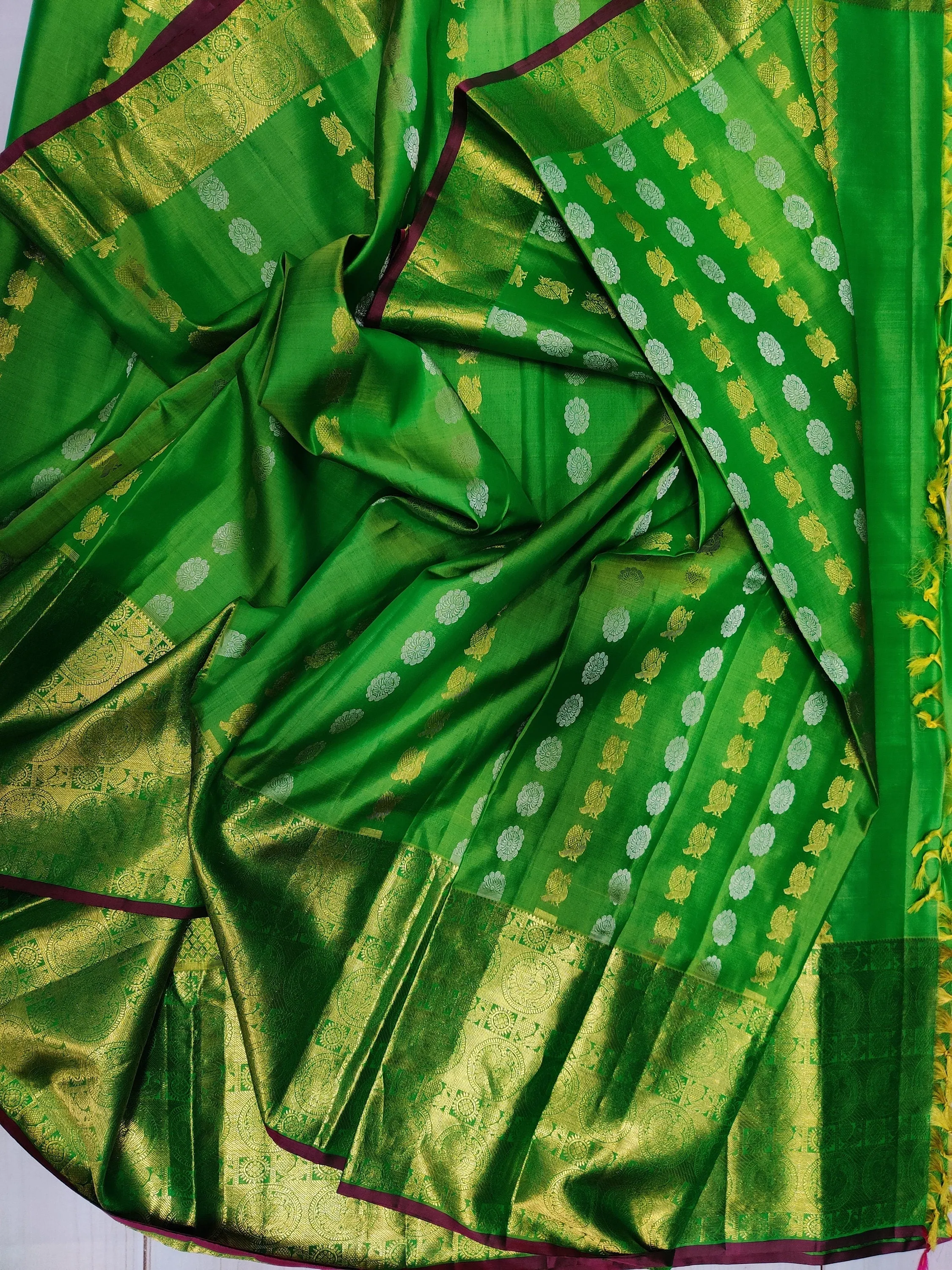 Kanchivaram saree stitched blouse green saree pink blouse silk saree traditional saree handloom sare pure silk saree maggam work blouse