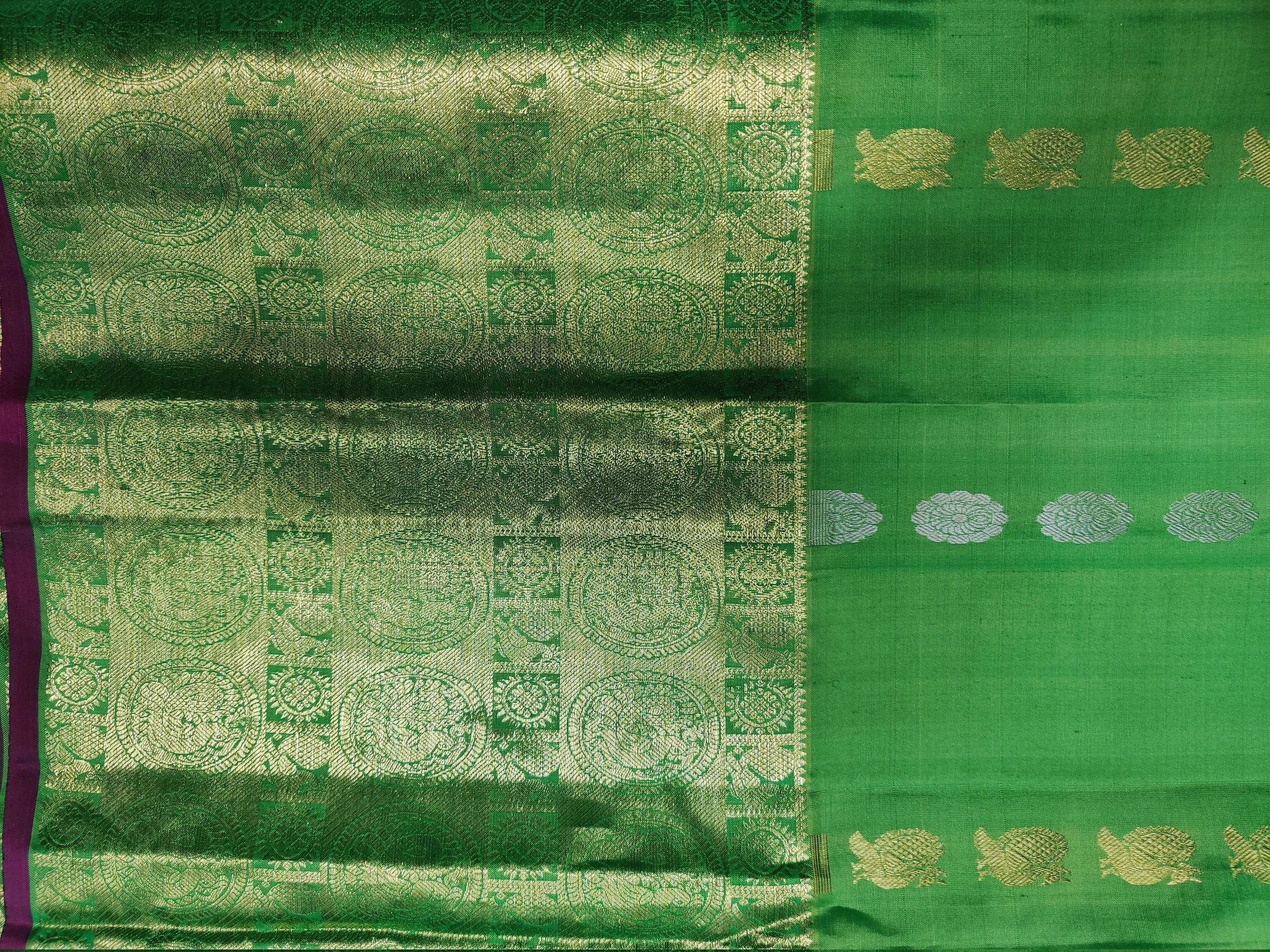 Kanchivaram saree stitched blouse green saree pink blouse silk saree traditional saree handloom sare pure silk saree maggam work blouse