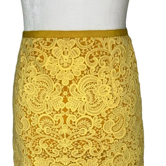 Karen Millen Yellow Floral Lace Mini Skirt - 2