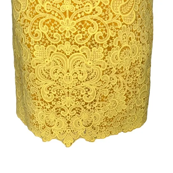 Karen Millen Yellow Floral Lace Mini Skirt - 2