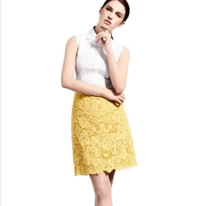 Karen Millen Yellow Floral Lace Mini Skirt - 2