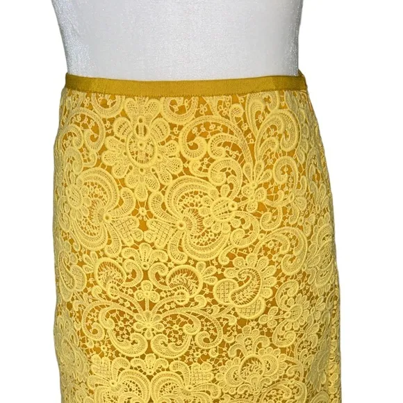 Karen Millen Yellow Floral Lace Mini Skirt - 2