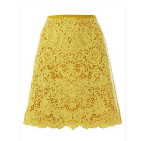 Karen Millen Yellow Floral Lace Mini Skirt - 2