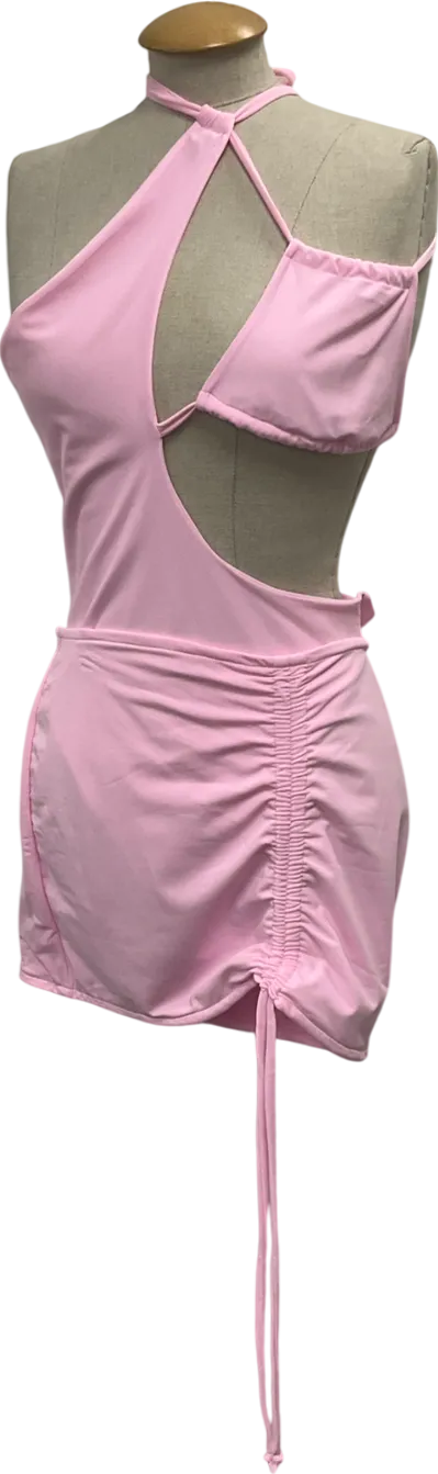 Kasela Pink Cut Out Swimsuit And Ruched Mini Skirt UK L