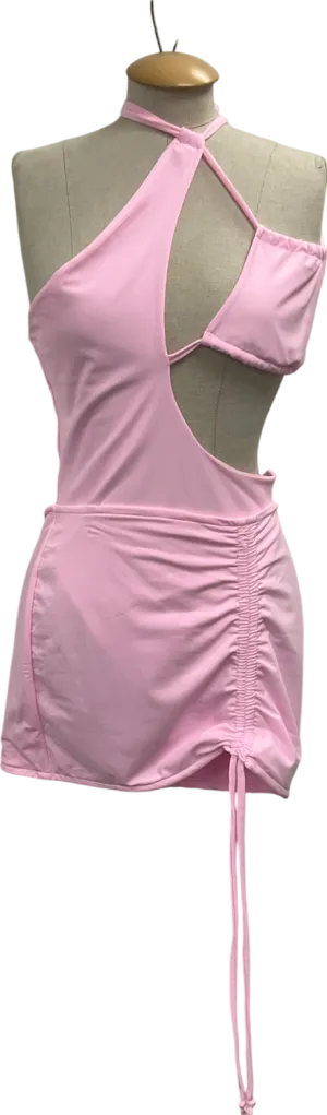 Kasela Pink Cut Out Swimsuit And Ruched Mini Skirt UK L