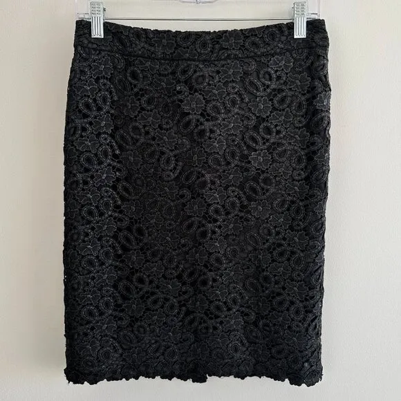 Kate Spade Black Crochet Lined Judy Lace Pencil Skirt Size 6