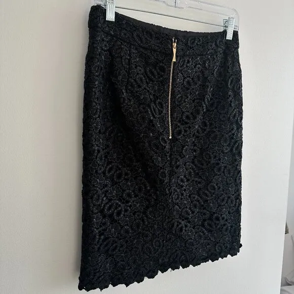 Kate Spade Black Crochet Lined Judy Lace Pencil Skirt Size 6
